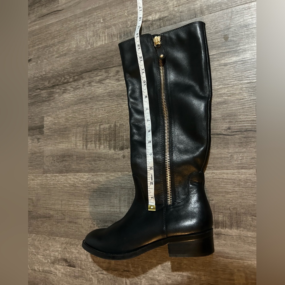 Aldo Black Leather 15” Boots with Gold Zipper 37 - Picture 4 of 6